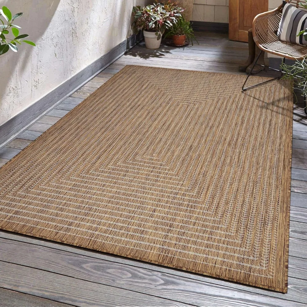 

Rugs Outdoor Indoor Area Rug, Weather Resistant, Easy to Clean, Stain Resistant Floor Mat for Dining Room, Backyard, Deck