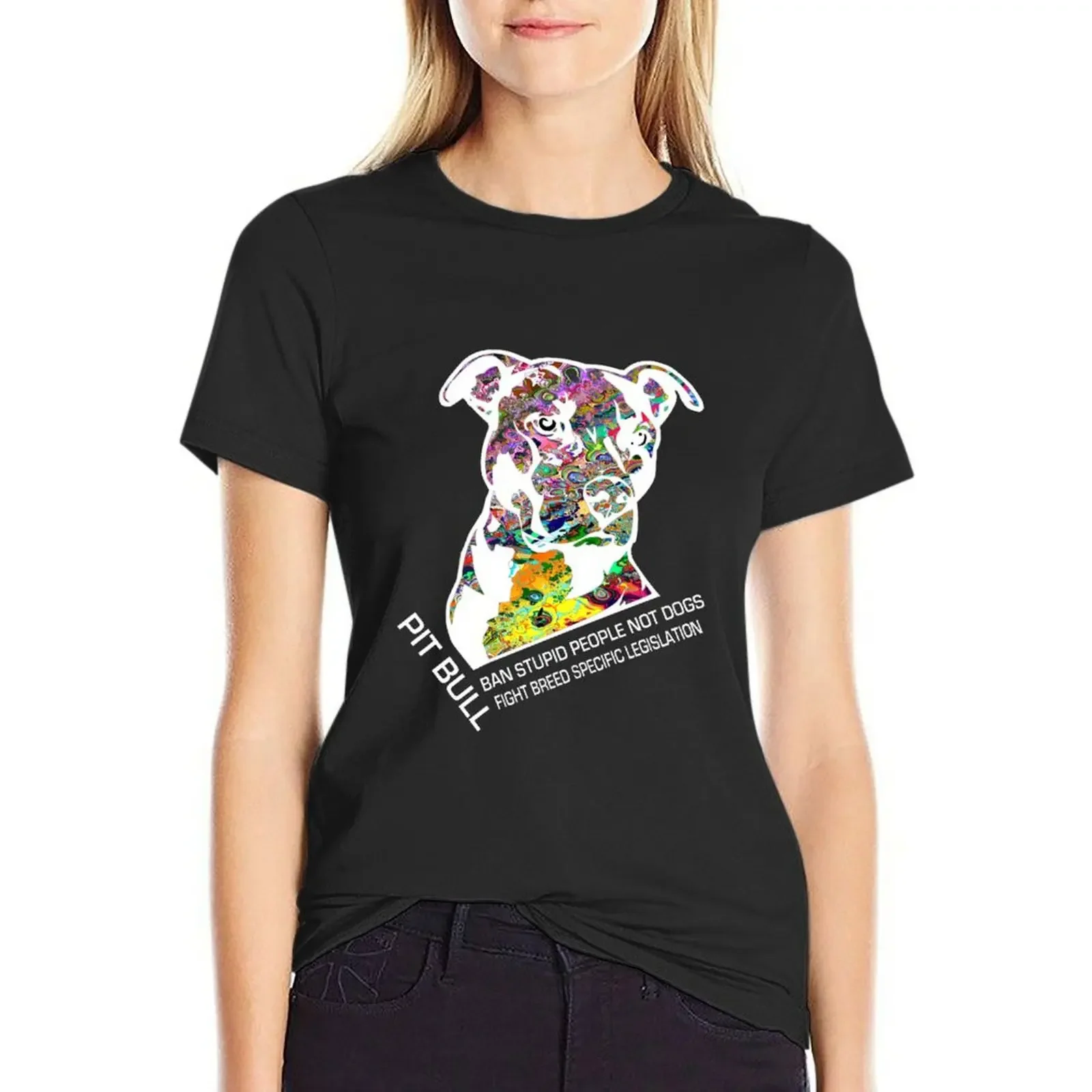 

Pitbull BSL White T-Shirt animal prinfor animal print shirt for girls korean fashion western t-shirt dress for Women