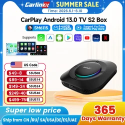 2026 Carlinkit Ai Box LED Android Wireless Carplay adapter Android 13 Qualcomm 6115 8-cores 64G Smart Tv Box For Netflix IPTV