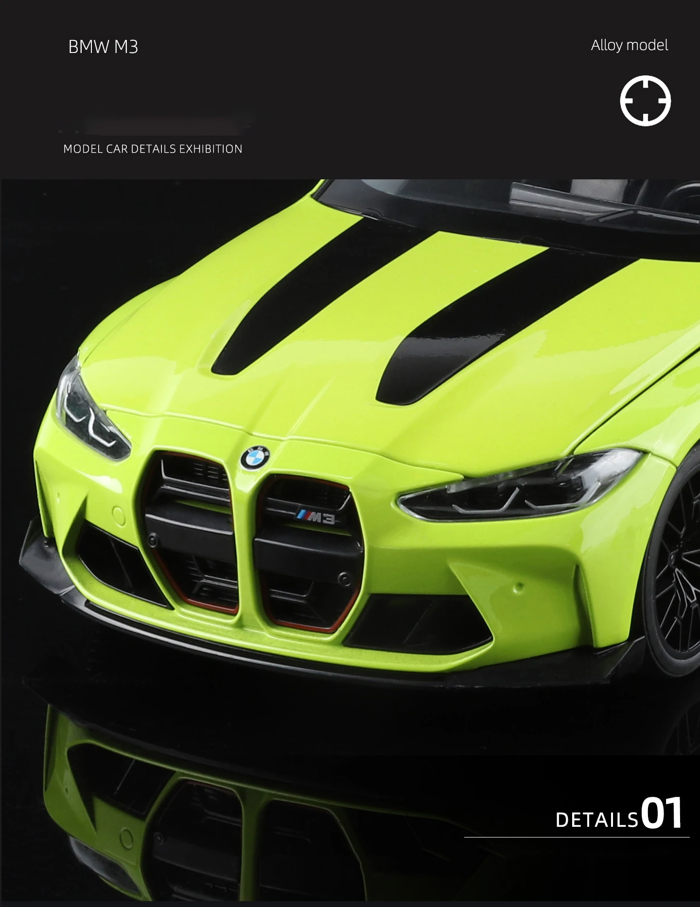 NEU 1:18 BMW M3 CS LCI G80 Mpower Supersportwagen Legierung Auto-Modelle & Spielzeugfahrzeuge Automodell Miniatur Maßstabsmodell Auto für Kinder – Detail 11