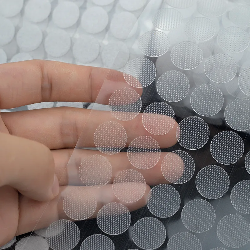 10/15mm Round Transparent Adhesive  Polyester Self-adhesive Male and Female Buckle for Household Fixing 100/500/1000pcs