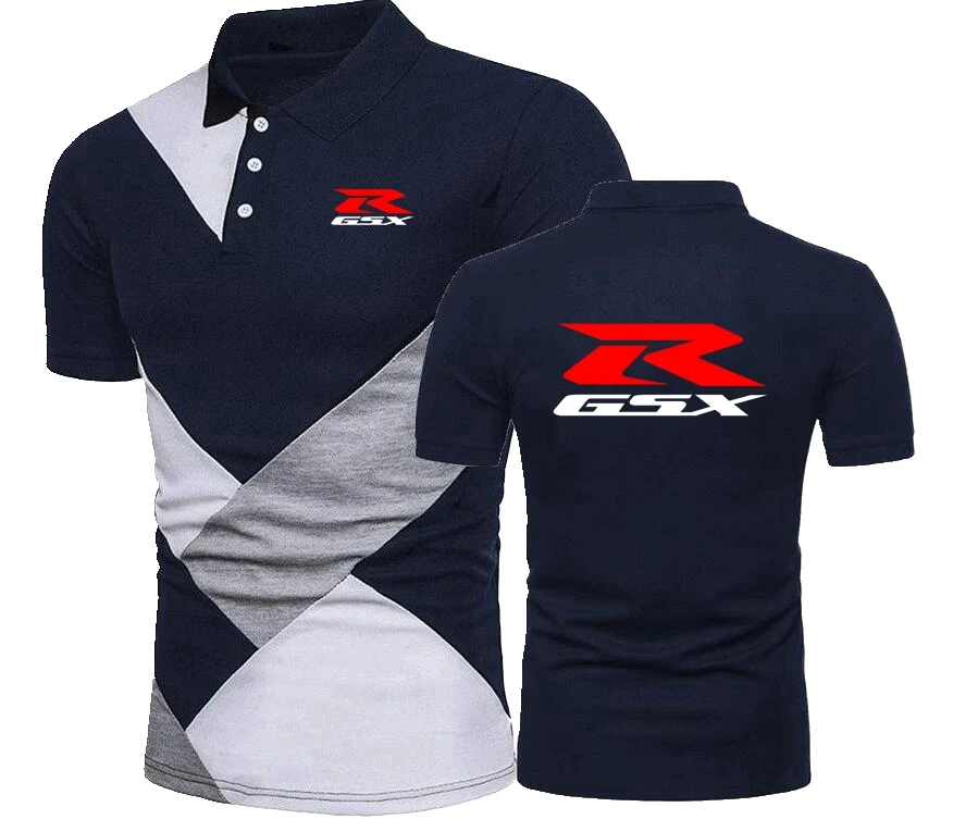 R LOGO Moto Men Polo Shirt Splicing Motorcycle Suzukies Men\'s Retro Tops Shirt Boy Women Hondaes F1 Polos Shirt S-4XL