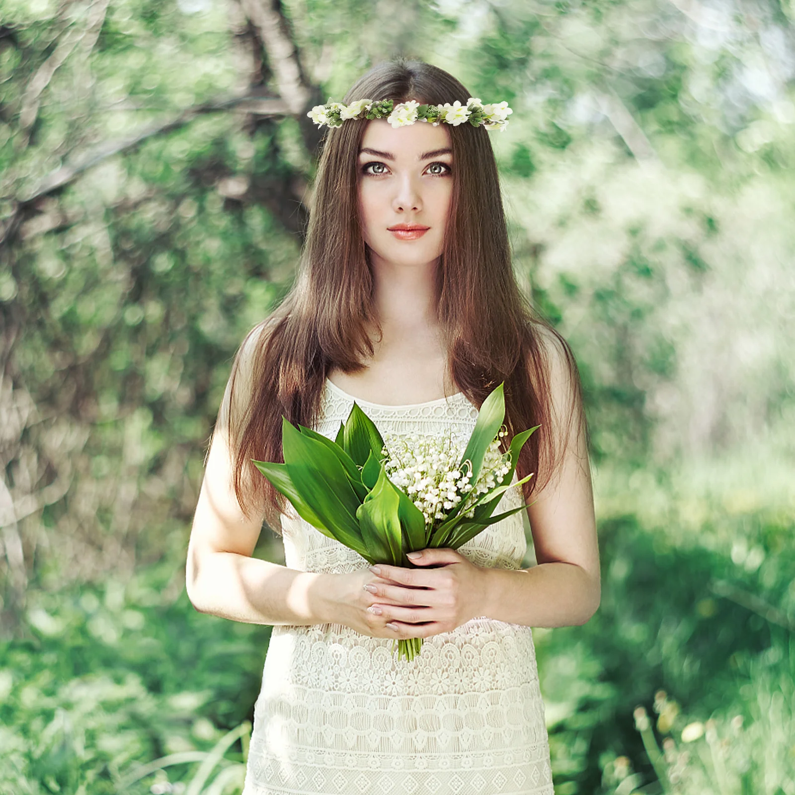 

Flower Headband Hair Wreath Crown with Vivid Blooming Design for Women Wedding Holiday Travel Floral Headdress Flower