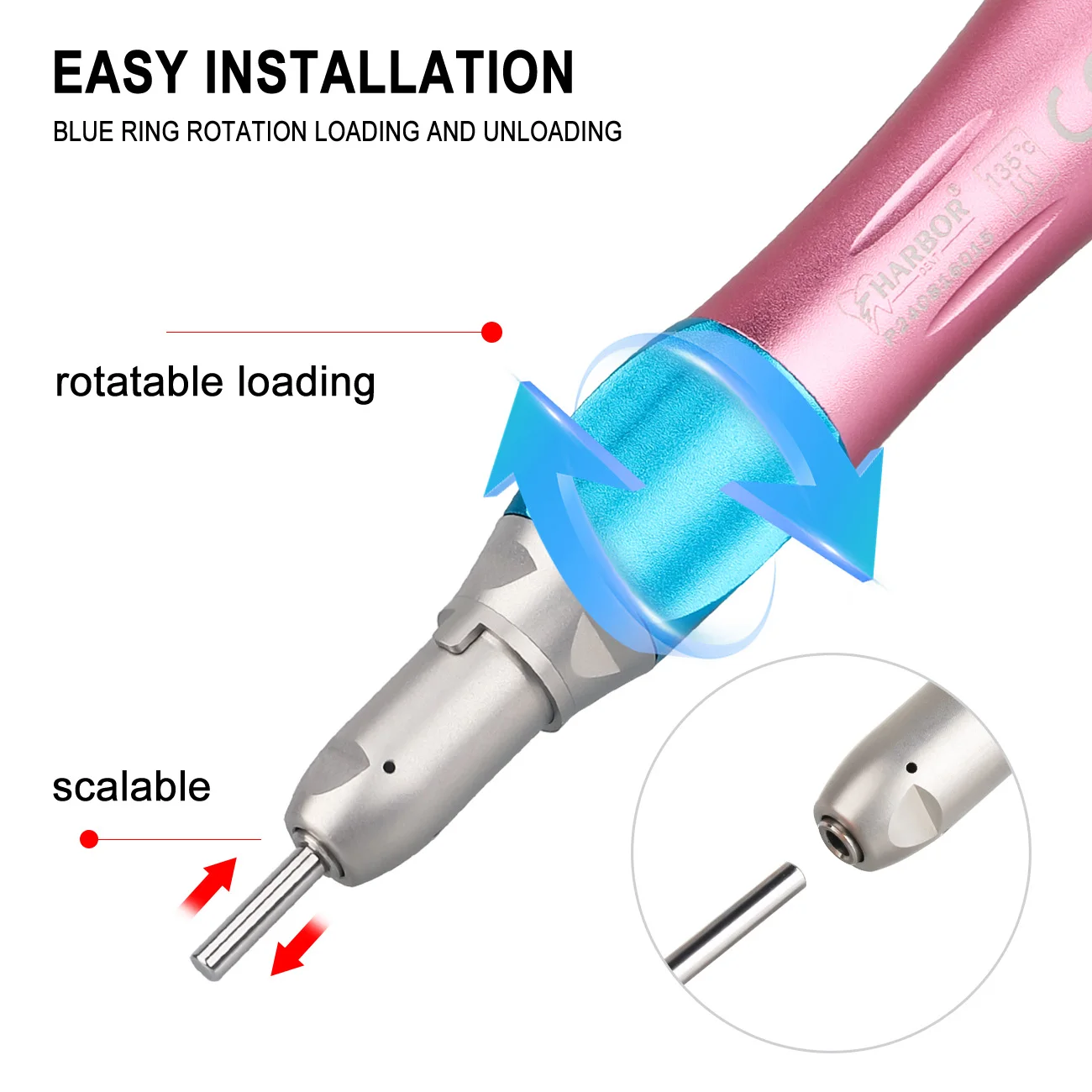 Pink Color Dental Low Speed Handpiece Straight Contra Angle Fit For Air Turbine Dental Lab Equipment Micromotor Polishing Tool