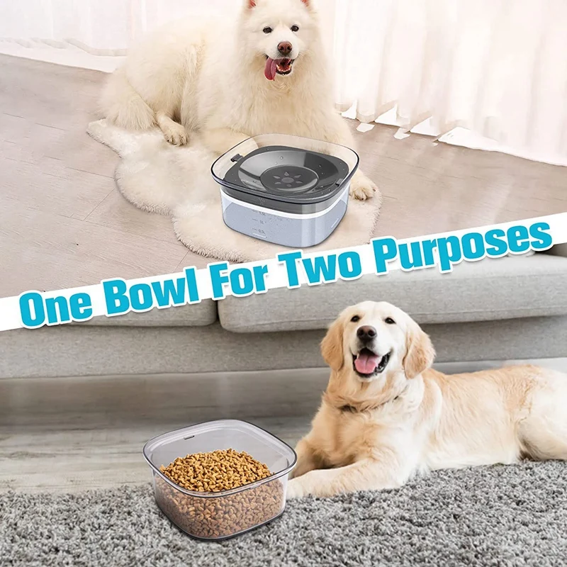 New Dog Water Bowl Slow Water Feeder 70Oz No Spill Dog Bowl Pet Water Dispenser 2L Visible Water Level Slow Drinking Bowl