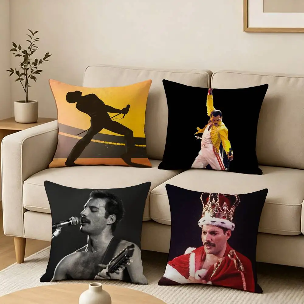 Popular Singer F-Freddie M-Mercury Pillow Case Square Double-Sided Sofa Cushion Cover Bedroom Bedside Pillow