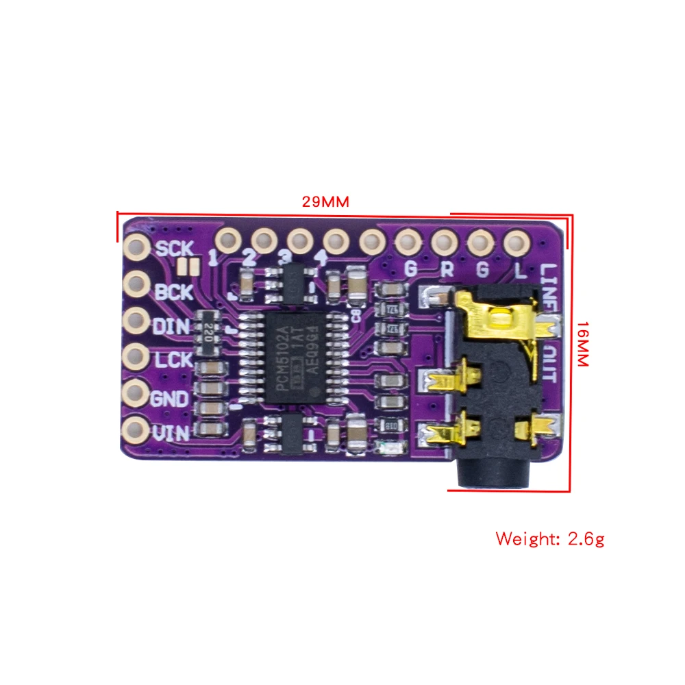 Interface I2S PCM5102A DAC Decoder GY-PCM5102 I2S Player Module For Raspberry Pi pHAT Format Board Digital PCM5102 Audio Board