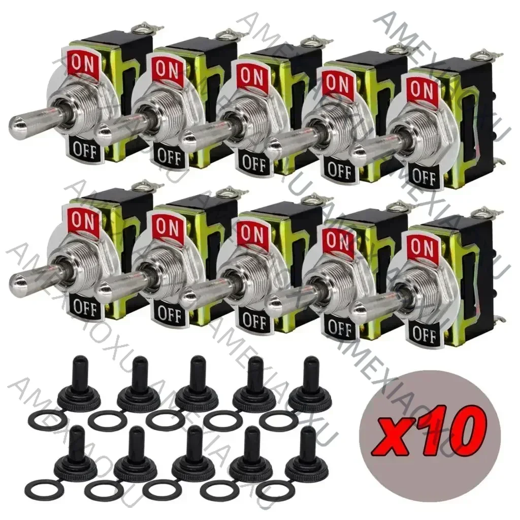 

10X Toggle Switch Rocker Flick 12V Dashboard SPST ON/OFF Panel Waterproof Boot Cover Fog Lamp Dome Light Car Accessories Boat