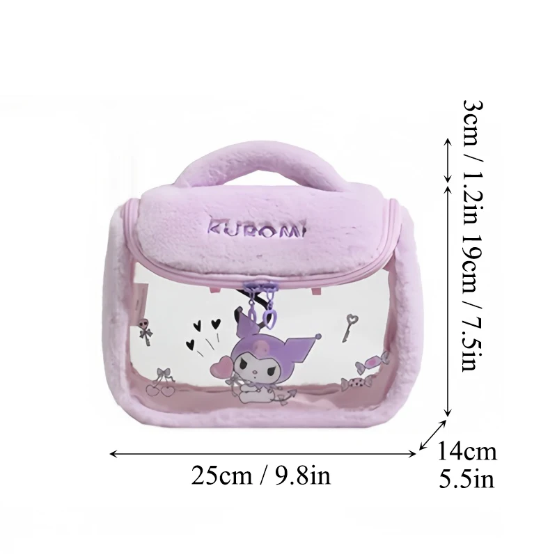 MINISO Hello Kitty bolsas de maquillaje Kawaii Kuromi bolso transparente dibujos animados My Melody bolsa de aseo impermeable bolsa organizadora bonita