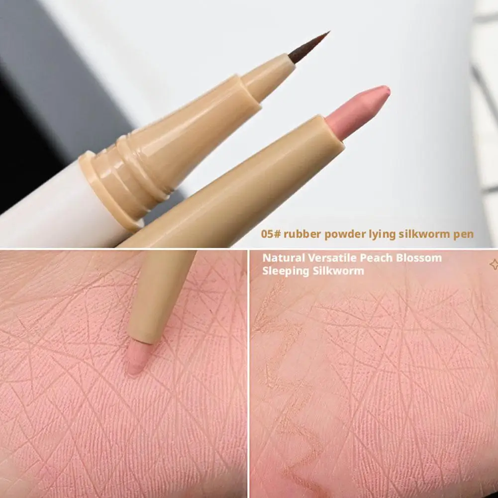 قلم رصاص Aegyo Sal 2 في 1: هايلايتر لامع للظلال الطبيعية غير اللامعة، مكياج عيون سهل للطلاب، محسن لخط الرموش السفلية