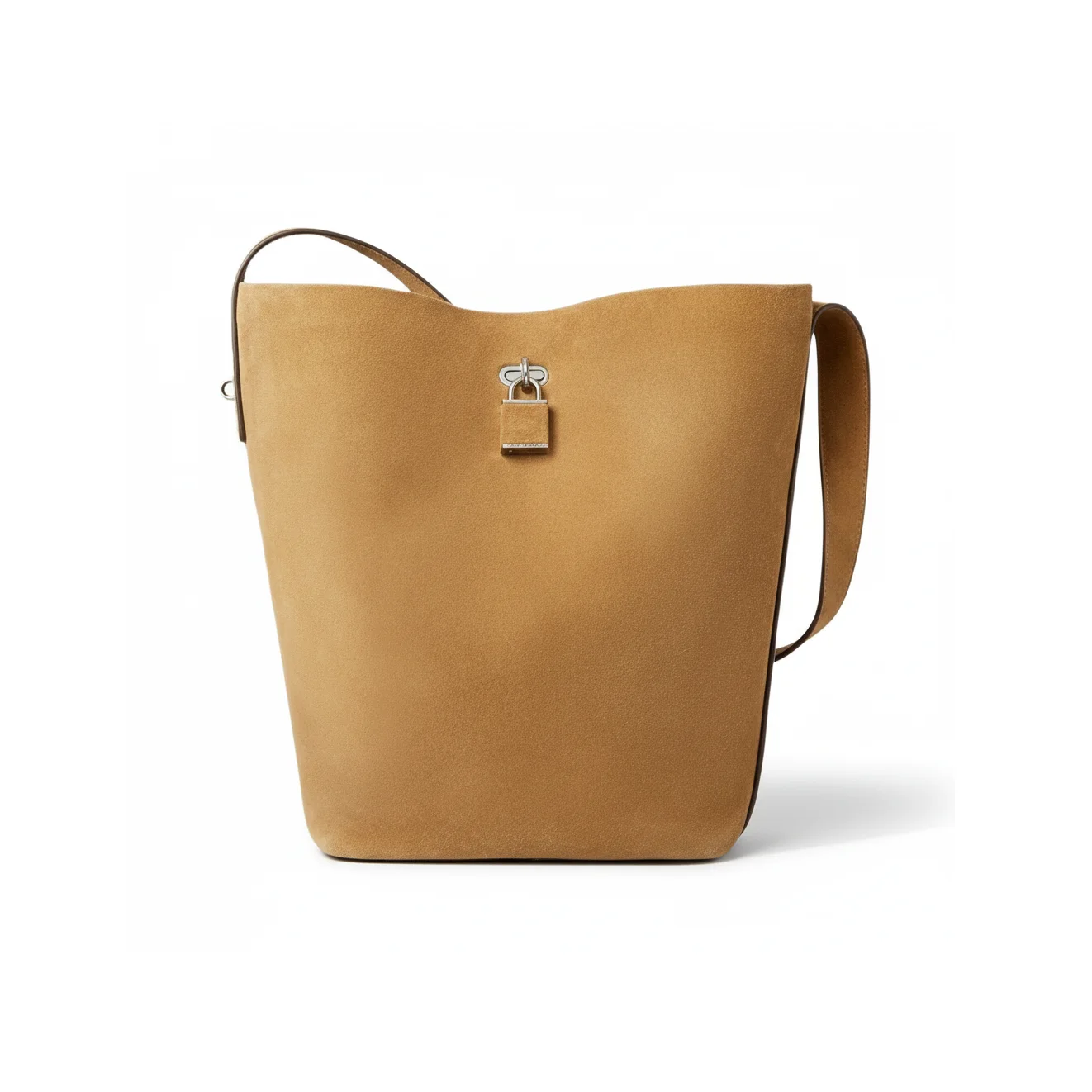 TORY BURCH Lock Closure Cow Leather Hobo Water Bucket Bag, Shoulder Bag Women's Tobacco 178723-200