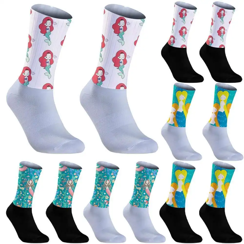 

New Womens Performance Cycling Socks Guy Funky Road Bike Nylon Stripe Bike Running Socks Crazy Dot Mountain Bicycle