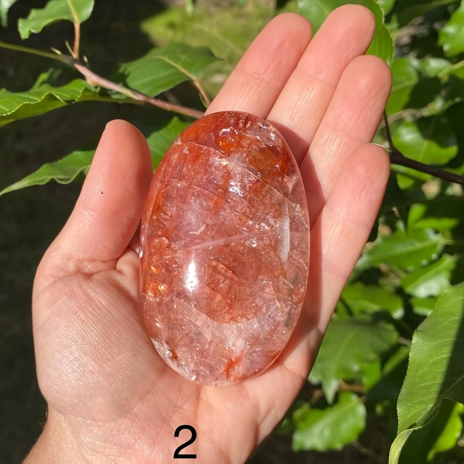 1pc Fire Quartz Palm Stone - Red Hematoid Crystal Worry Stone, Ideal for DIY Jewelry & Home Decor, Perfect Holiday Gift