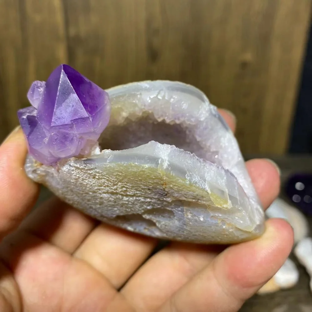 White Agate Geode Combination Amethyst Stone Natural Quartz Crystals Druzy Raw Mineral Samples Wicca  Home Decoration Modern