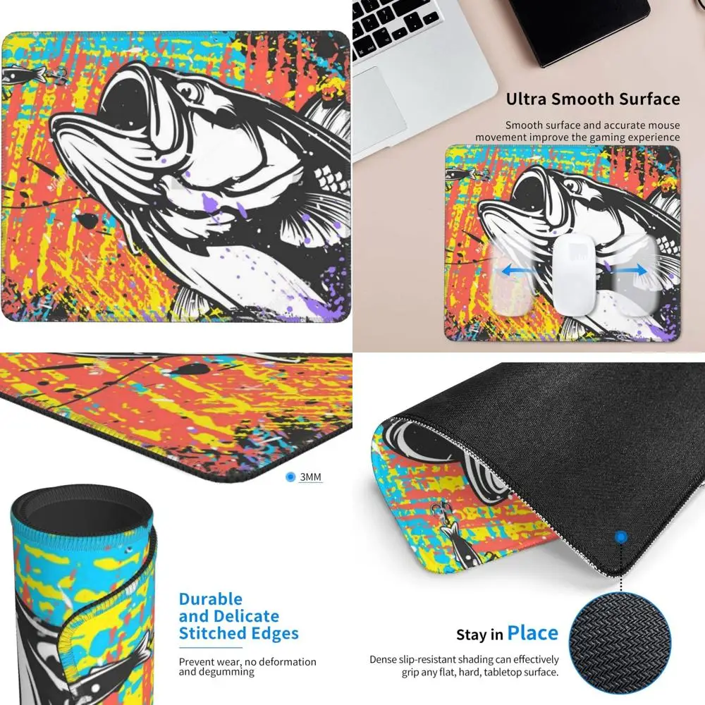 

Largemouth Bass Fish Design Non-Slip Rubber Mouse Pad, 8.3 x 10.3 x 0.12 inches