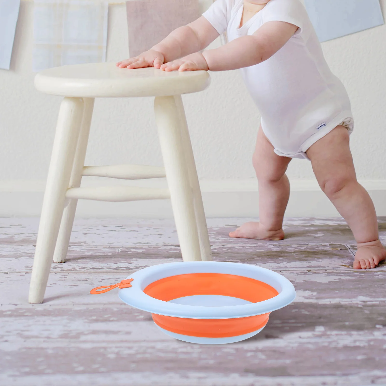 

2pcs Baby Folding Washbasin Collapsible Tubs Newborn Cartoon PP Sink Lightweight Durable Face Foot Basin Infant Plastic Portable