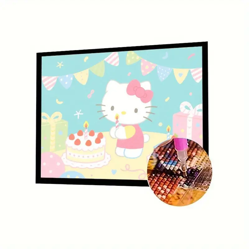

1 шт., милый набор для рисования на день рождения «Hello Kitty», полная дрель, 5D набор для алмазной живописи-очаровательный мультяшный горный хрусталь, мозаика, художественное ремесло