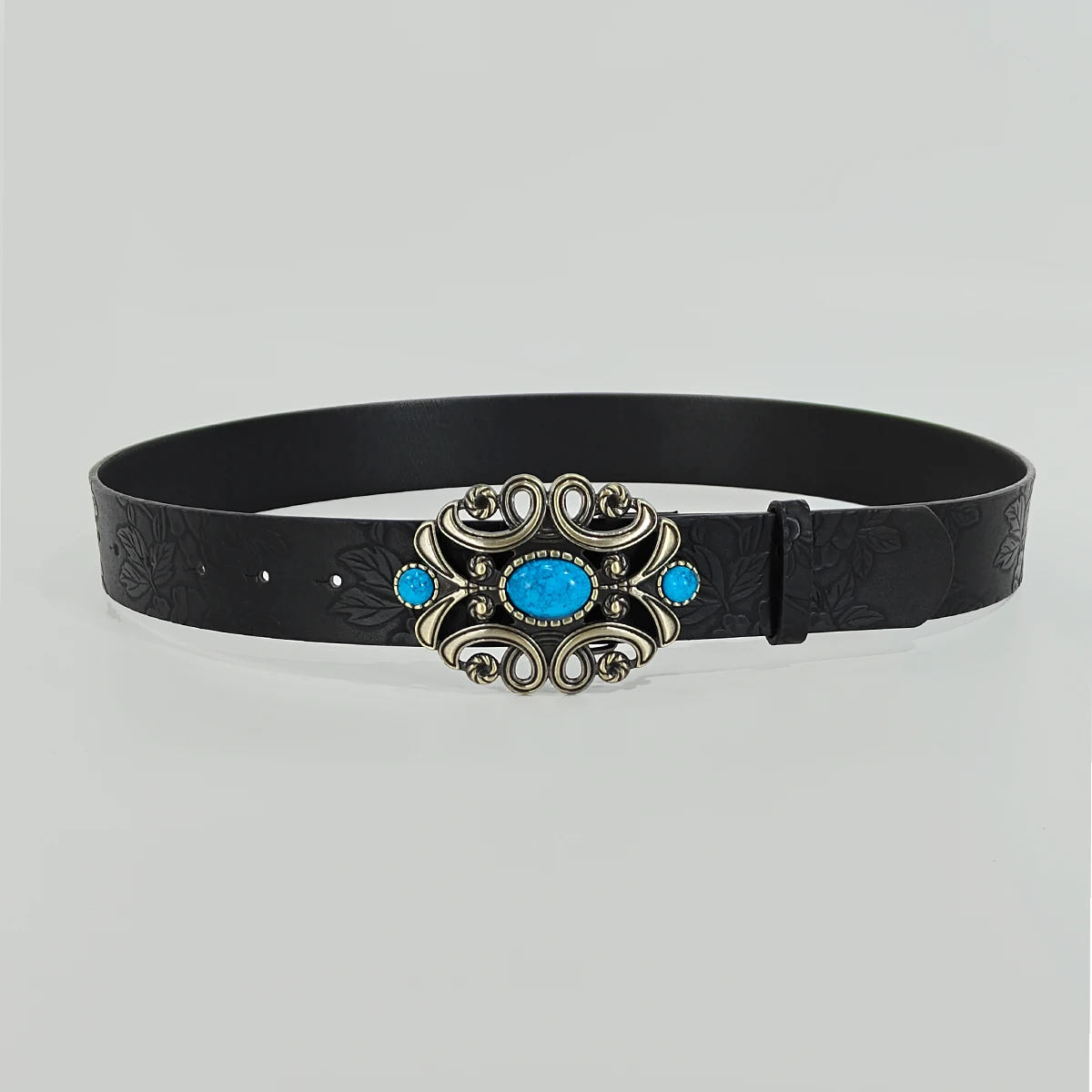 Vintage Luxury Desiner turquoise Bucket Flora Carved Belt PU Wide Leather Belts Boho Embossed Waistband Western Jeans Pants Belt