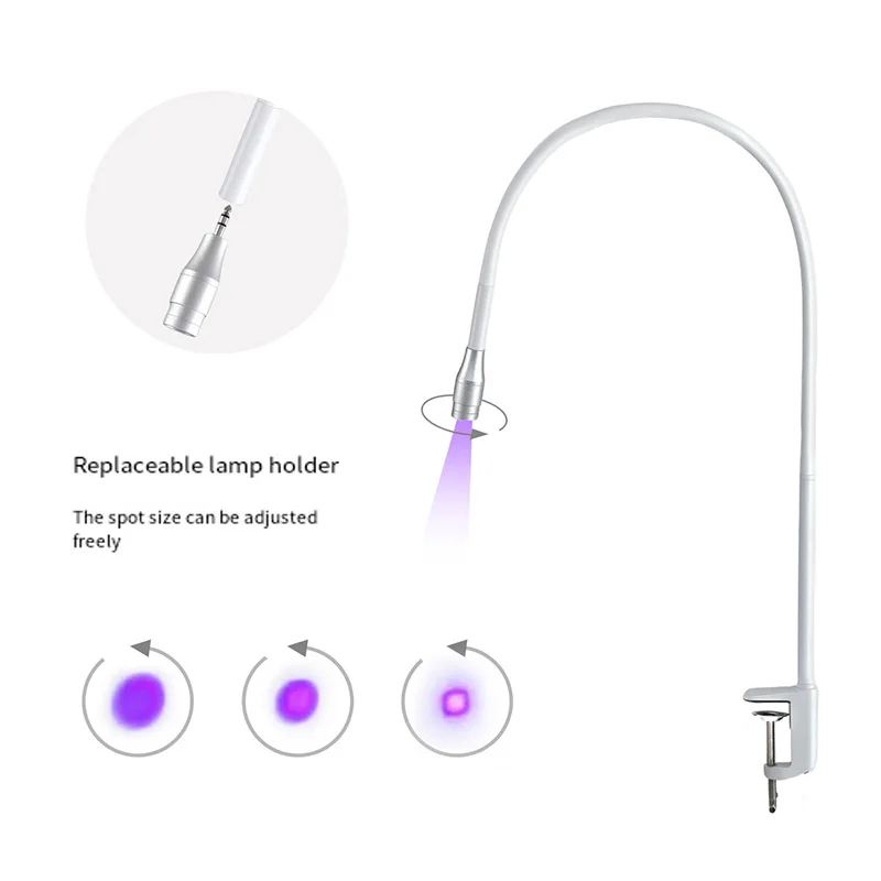 5 واط الأشعة فوق البنفسجية/LED علاج مصباح مع مفتاح سفلي قابل للتعديل التركيز مصباح أرضي تطعيم رمش الغراء التجفيف السريع الضوء الأرجواني الجمال أداة