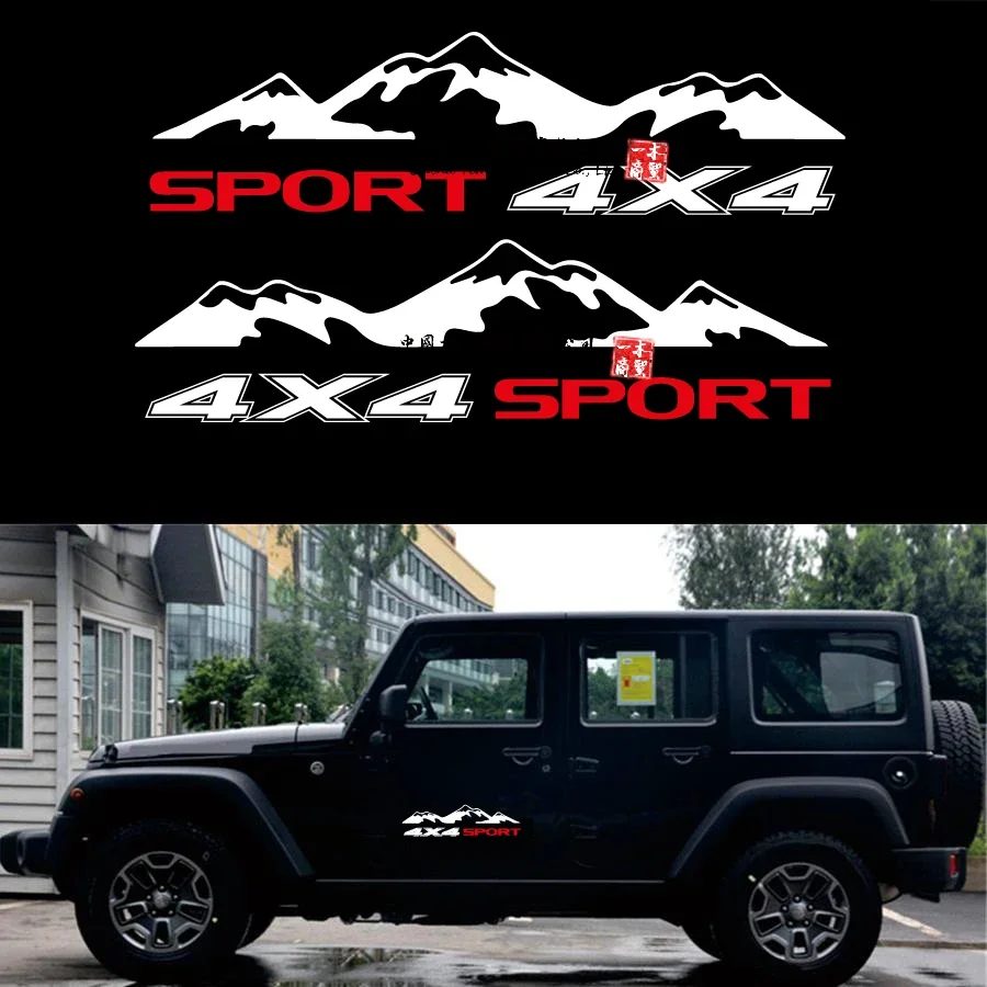 

2 шт. белая 4X4 наклейка для горного автомобиля графический винил для JEEP Pickup D-MAX Navara наклейка на грузовик внедорожник