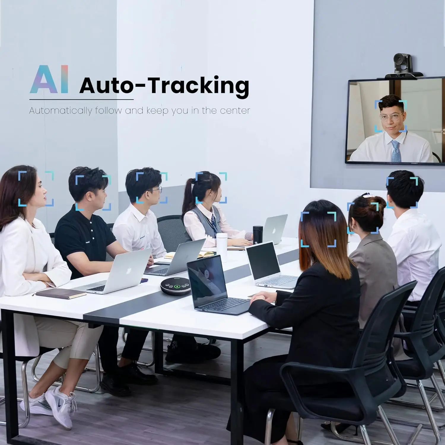 4K Conference Room Camera System, AI Auto-Tracking  Camera 5X Digital Zoom with Wireless Bluetooth Speakerphone Set USB 124-D