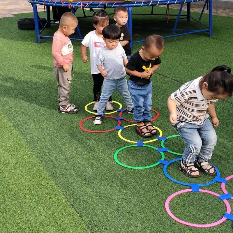 Children Brain Games Hopscotch Jump Circle Rings Set Kids Sensory Play Indoor Outdoor For Training Sports and Entertainment Toy