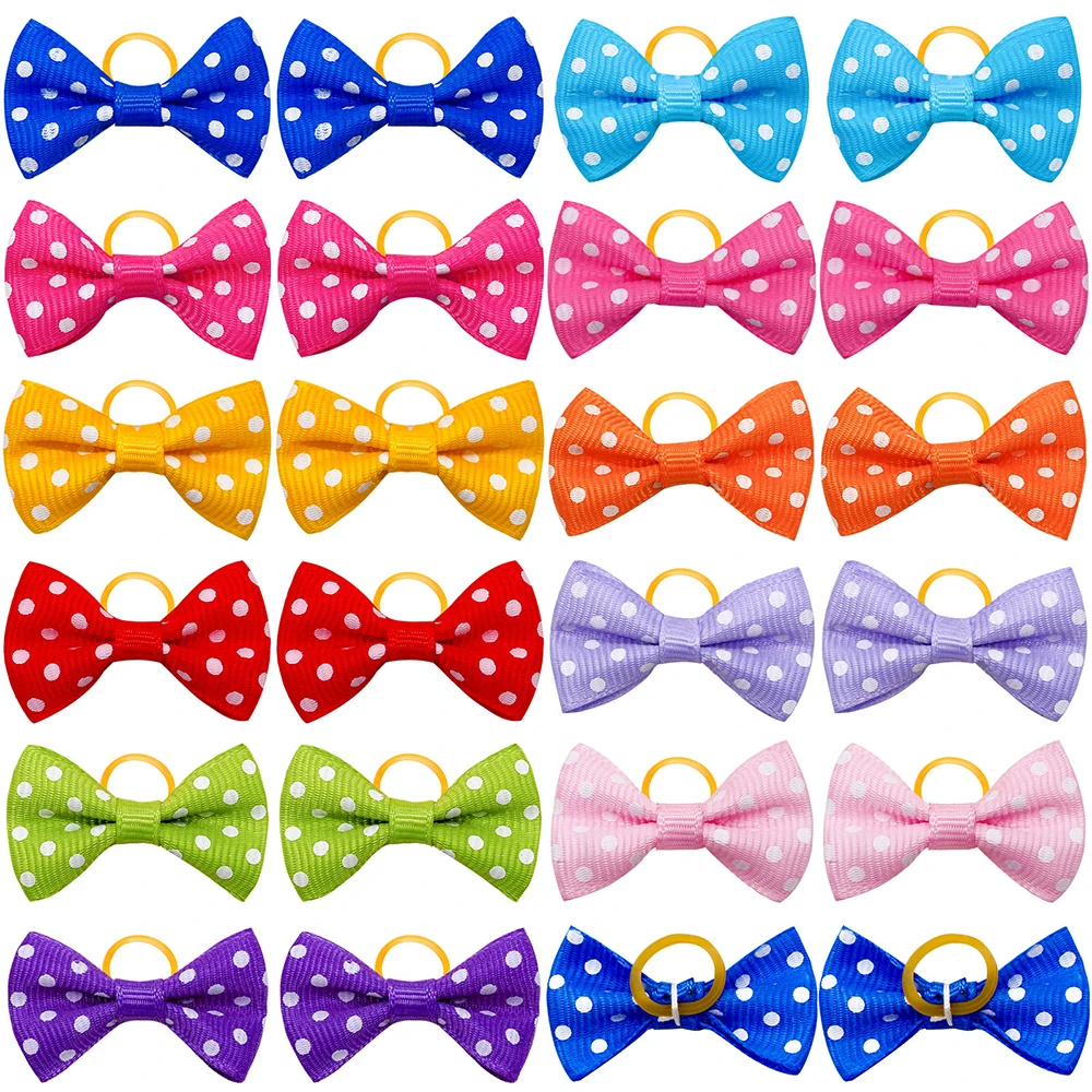 10PCS Pet Dog Hair Bows with Rubber Bands Dog Colorful Decorate Product for Small Dogs Puppy Pet Supplies Dog Hair Accessories