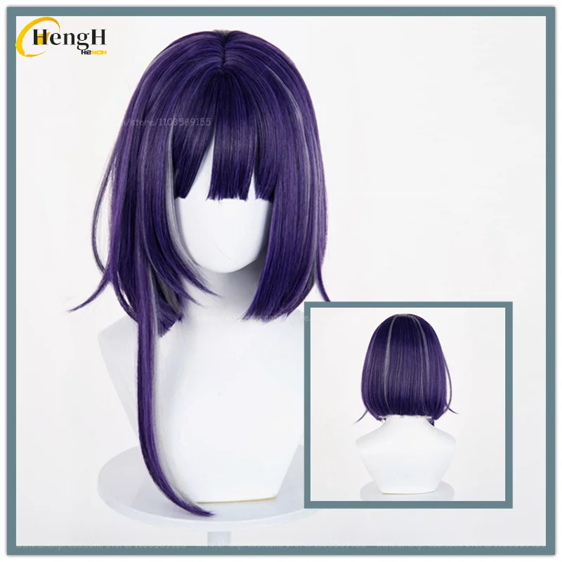 

In Stock Game Tsukumo Ima Synthetic Hair 35cm Purple Mixed Cosplay Anime Wig Heat Resistant Hair Halloween Party Wigs + Wig Cap