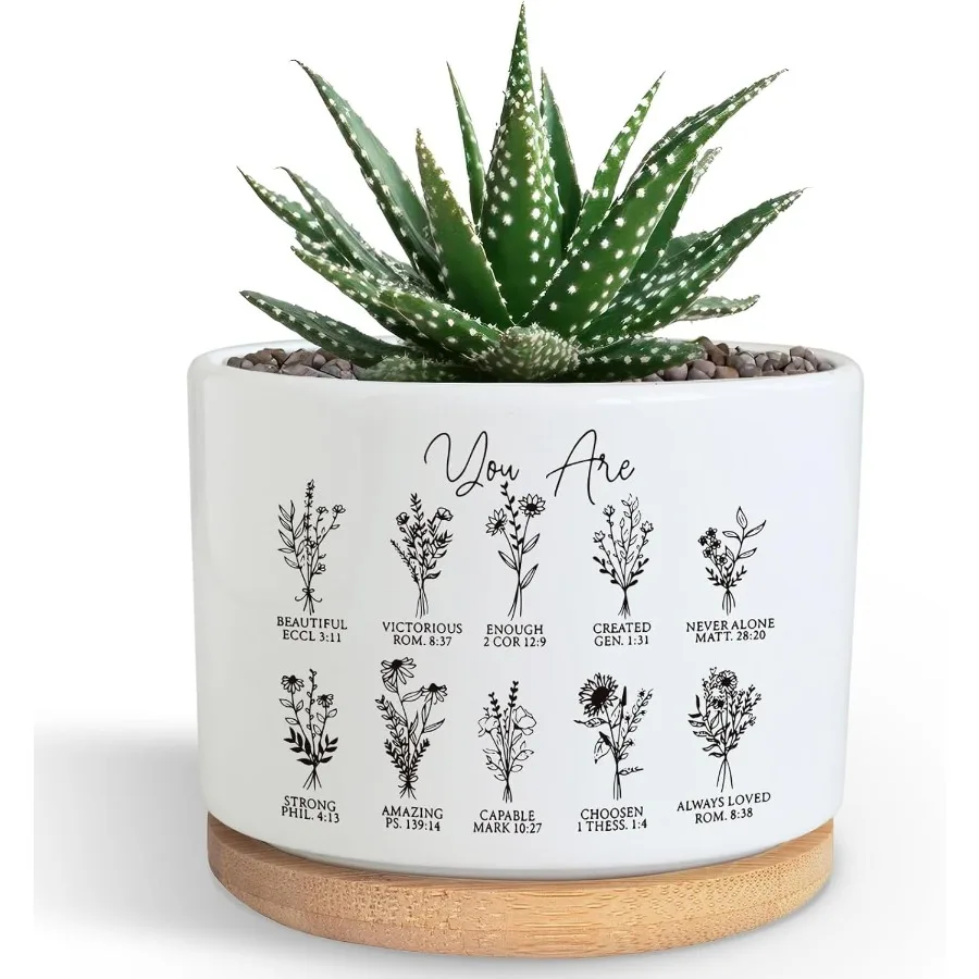 

You are Beautiful Succulent Plant Pot Cute 3.5 Inch Ceramic Pot Inspirational Christian Desk Windowsill Pots for Small Plants C