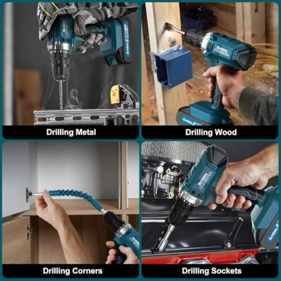 21-V-Akku-Bohrschrauber-Werkzeugsatz mit 255 Teilen, tragbar, komplettes allgemeines Basis-Haus- und Autoreparatur-Set, einschließlich Schubladenaufbewahrung