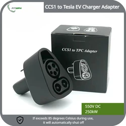 FITMPH adaptador CCS 1 A Tesla, 500V DC, 250kW, Compatible con el modelo 3,Y,S,X, carga rápida Tesla con cargador CC CCS1