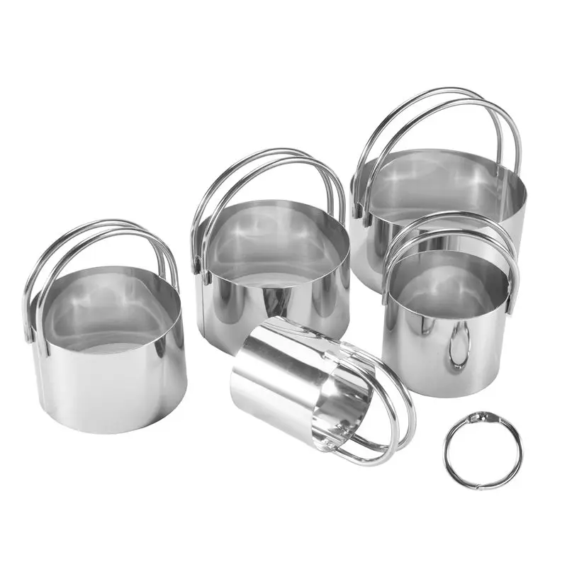 5 Pcs Biscuit Cutter With Handle - Stainless Steel Round Circle Donut Cutter Cookie Cutter Baking Molds 5 Sizes Limited Time Off