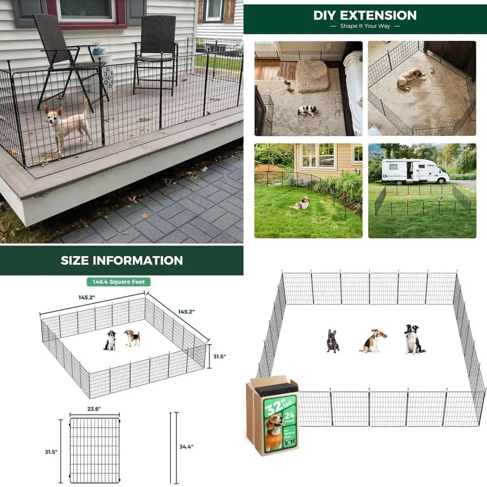 

Expandable 32-inch Dog Playpen, 24 Panels, Ideal for Small to Medium Dogs, Portable Indoor and Outdoor Use