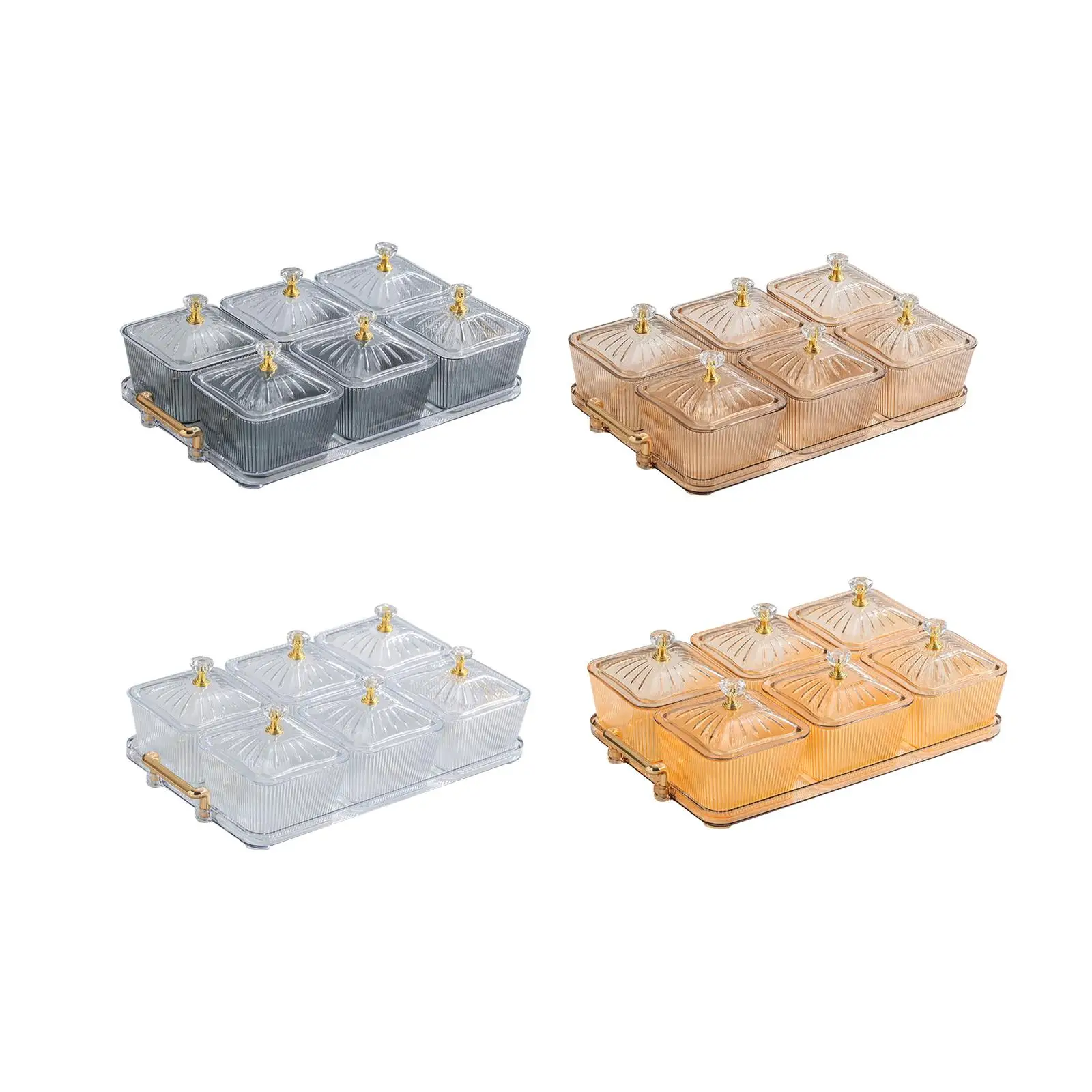 

Dried Fruit Plate Appetizer Serving Tray Multipurpose Divided Serving Platter Candy Nuts Dish with 6 grids for Holiday
