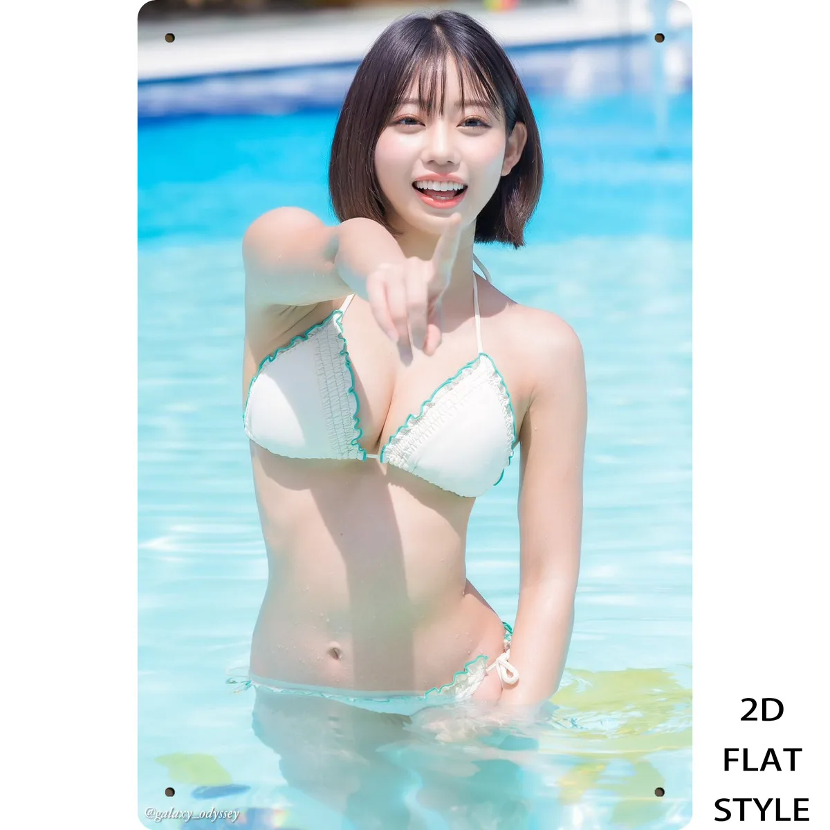 

Retro Poolside Bikini Girl Metal Wall Art - 2D Flat 8x12 Inch Iron Sign, Vintage Style Decor for Room