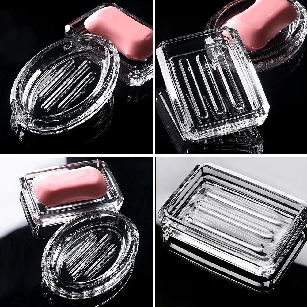 

Soap Dish Glass Container Keeps Soap Dry Bathroom Kitchen Travel Portable Box Home Use Safe Practical