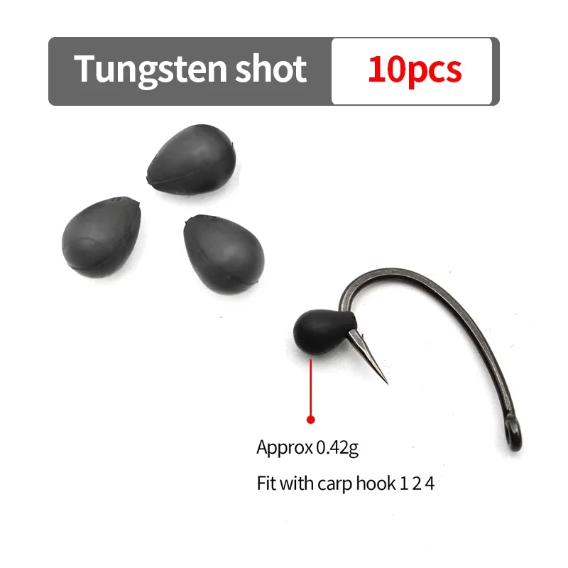 10x Karpfenangel-Zubehör Wolfram-Schrotkugeln Angelhaken-Perlen für die Herstellung von 'Shot On Hook' Rigs Passend für Karpfenhaken 1 2 4