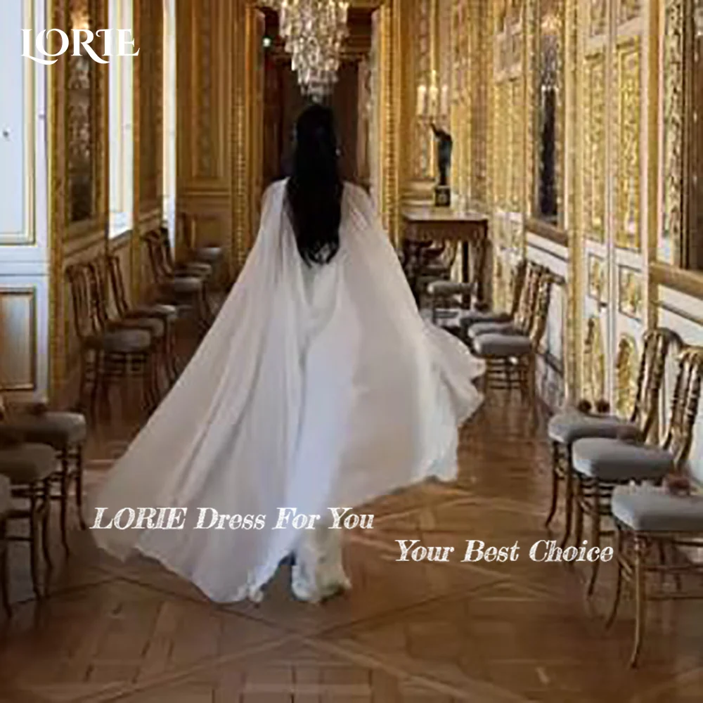 LORIE Shawl Wedding Dress Strapless Sweetheart Pleats A-line Mermaid Bride Gown Chiffon Illsion Customized Corset Bride Dress