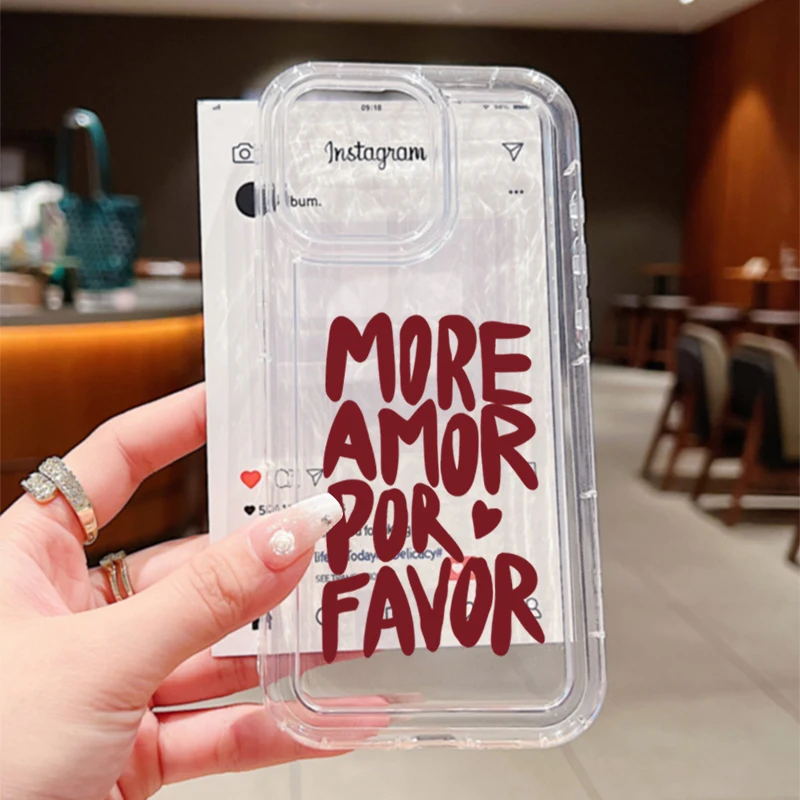 "More Love" Soft Silicone Phone Case for iPhone 17 16 15 Pro Max 16E 14 13 12 11 Air XS X XR 7 8 Plus SE2 Clear Couples Cover - náhled 5