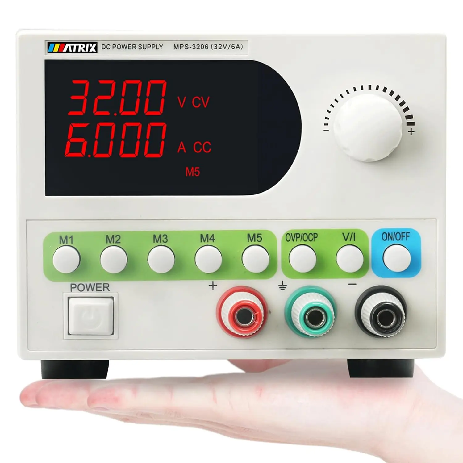 

Adjustable DC Power Supply 32V 6A with Digital Display, Smart Cooling, and Safety Features for Lab Use