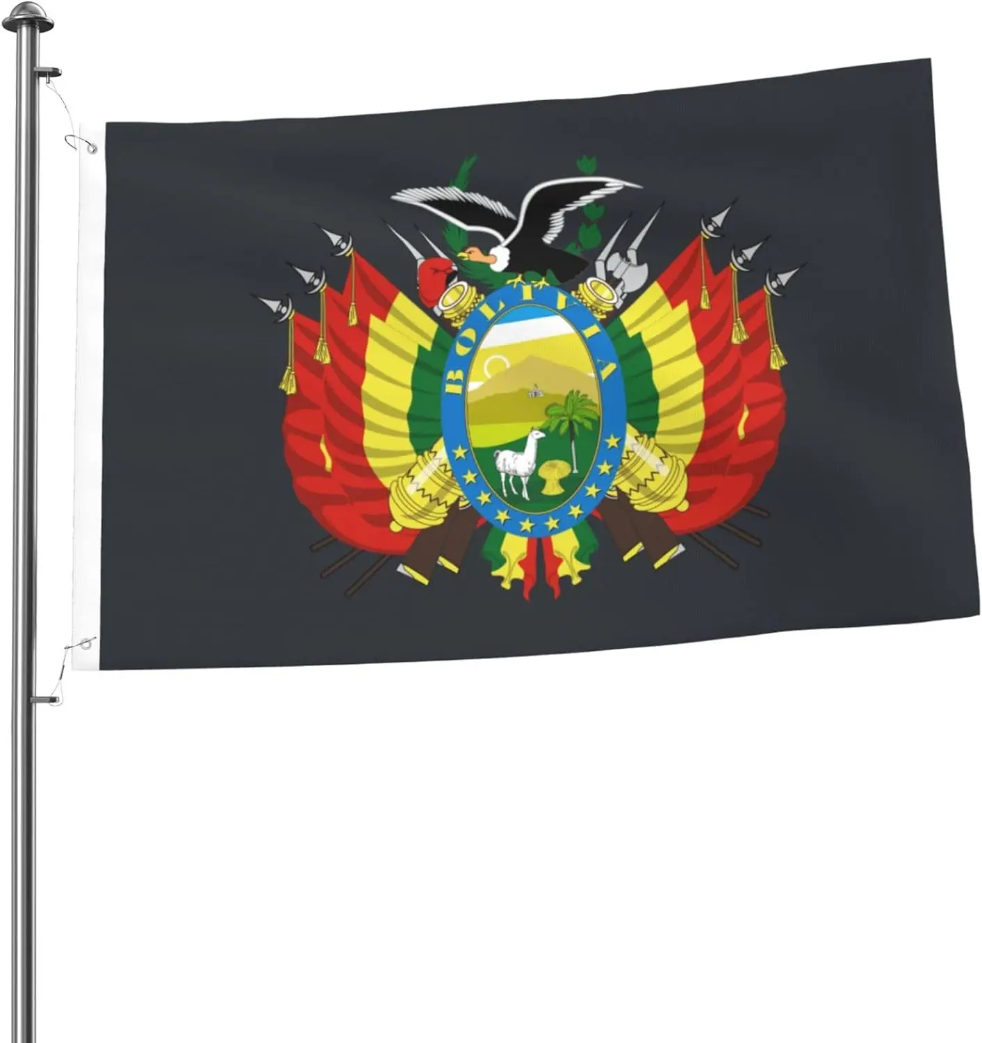 Flagnshow 100% Polyester Escudo de Bolivia Flags