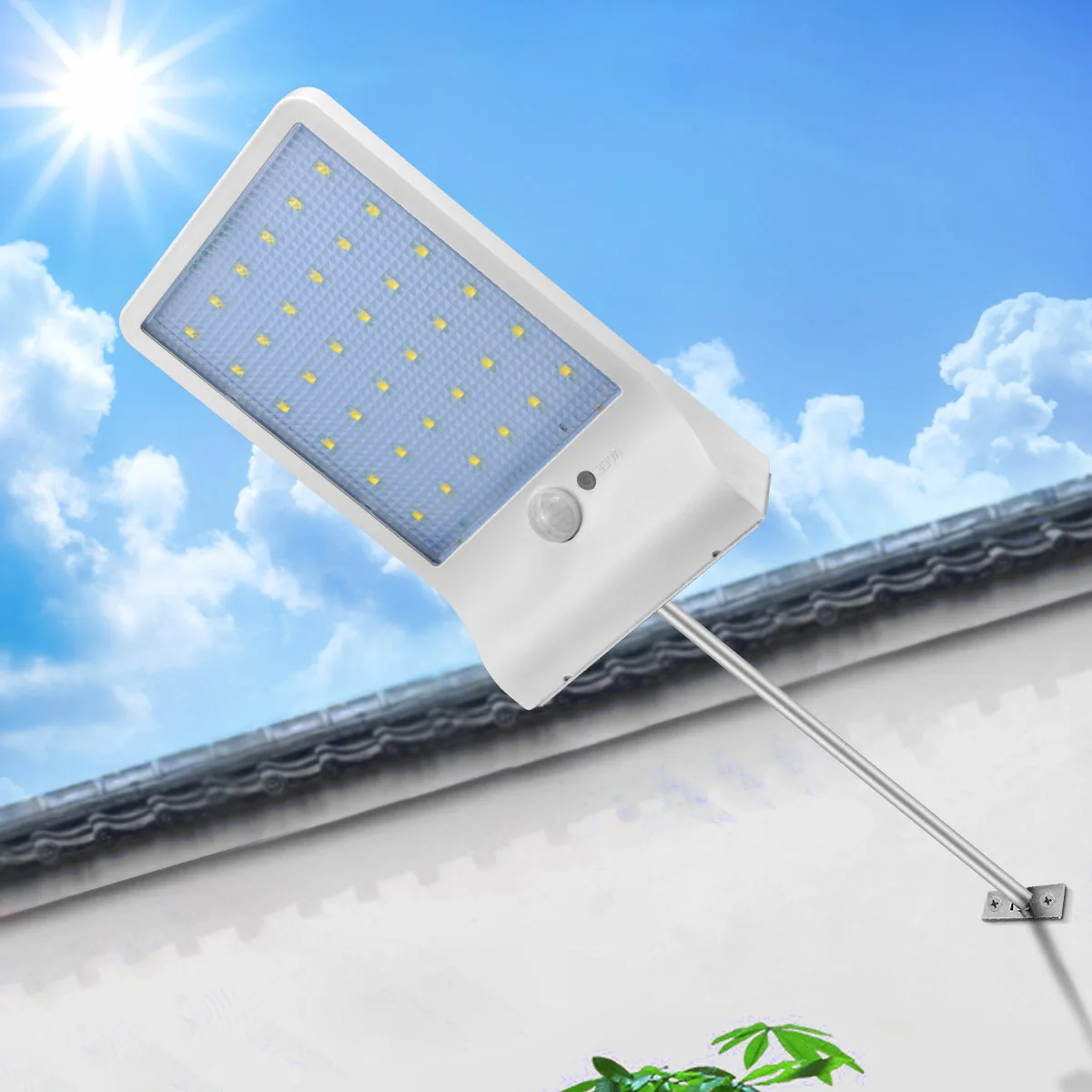 Solar Power Wall Lamp Street Lights Outdoor Garden Yard Floodlight Garage Pathway Energy Saving Outside Lamps Night Lighting