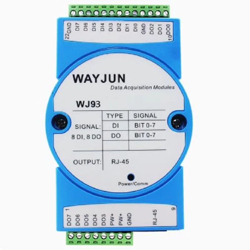 

WJ93-RJ45 Flow Pulse 8-way DI8-way DO High-speed Counter Frequency-to-Page PWM Output Modbus TCP Module