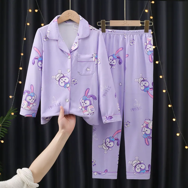 Girls Boy Children\'s Clothing Teen Children\'s Spring Autumn Full Sleeve Button Fashion Pijama Baby Kid Sleepwear Suit