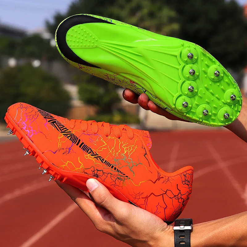 Zapatos de seguimiento para hombre, zapatos con picos de pista y campo, zapatillas profesionales, zapatos para correr, zapatos atléticos con cordones para niños, zapatos de entrenamiento para adultos