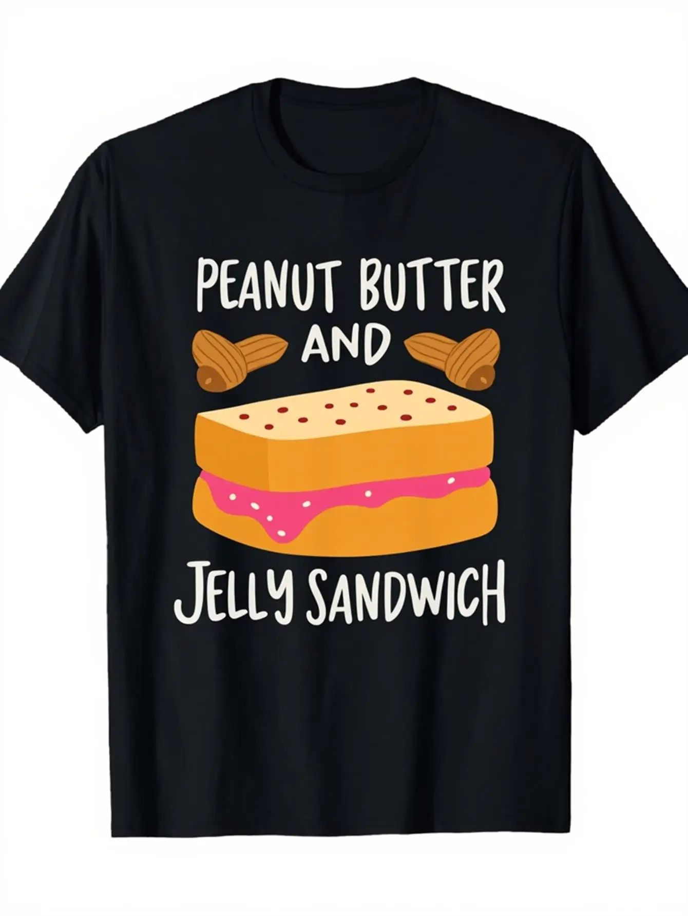Camiseta gráfica Peanut Butter & Jelly Sandwich - Camiseta unisex clásica de algodón elástico suave en negro con diseño PB&J