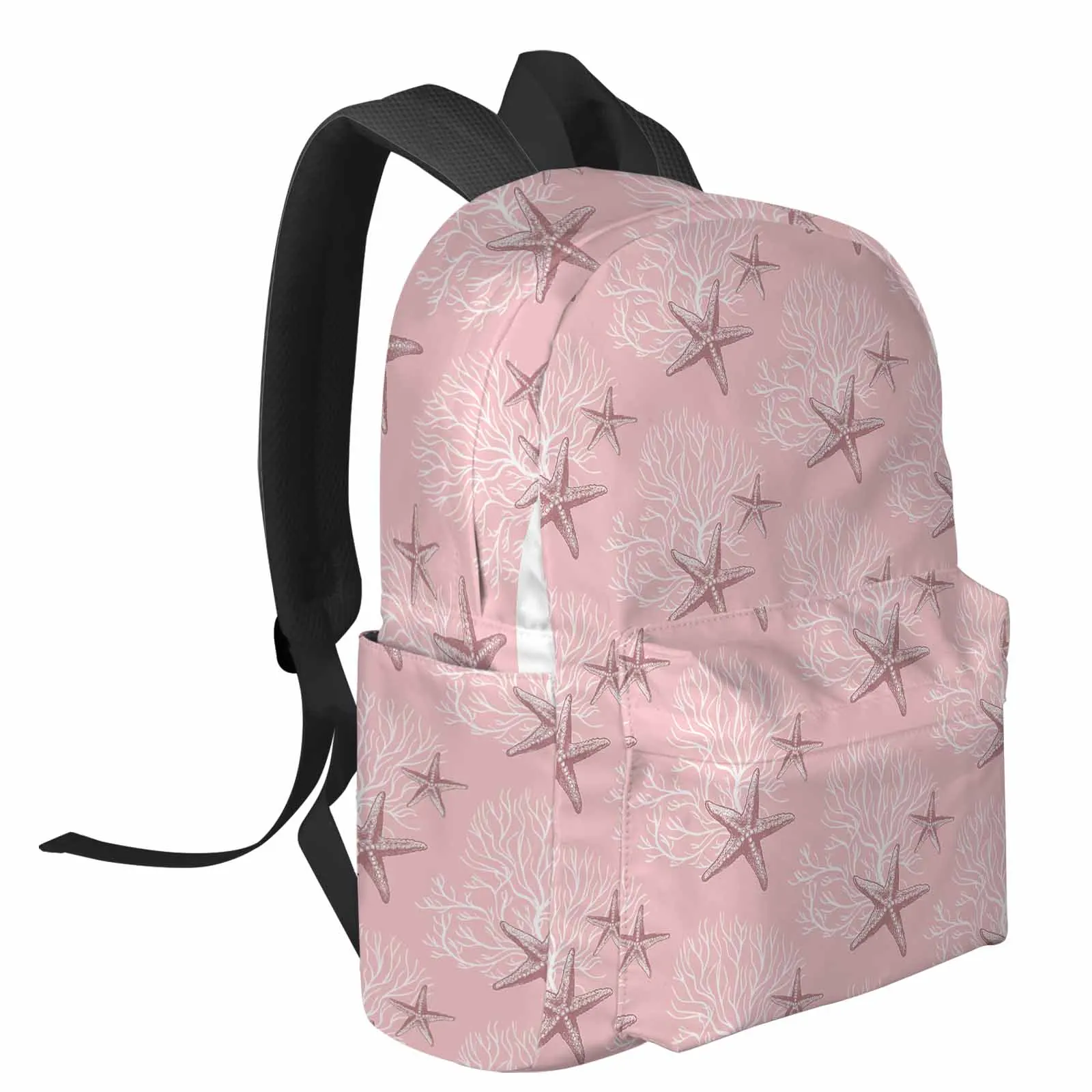 Coral Starfish Pink Large Capacity Backpack Men Laptop Bags High School Teen College Girl Student Mochila