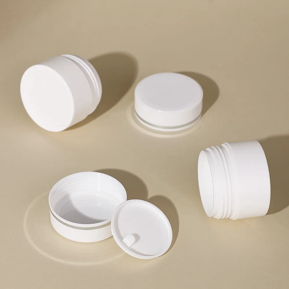 Pots en plastique cylindriques blancs 30g, 10 pièces, avec bords argentés, conteneurs vides pour crèmes, lotions et gels pour les yeux, parfaits pour les voyages quotidiens