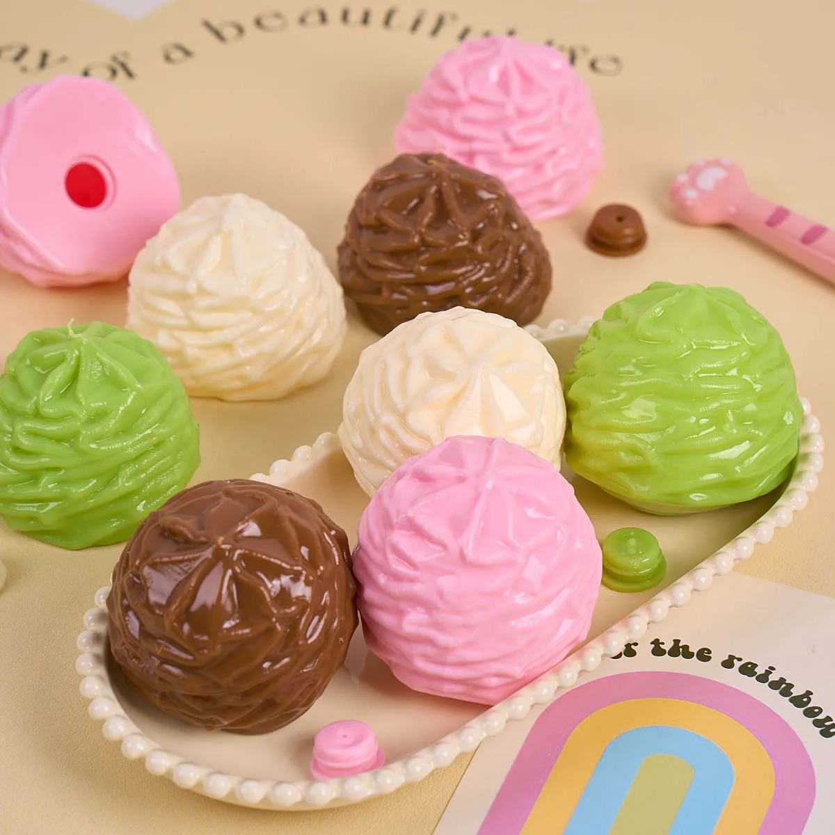 Eiscreme-TPR-Leerkugel-Gussformen für DIY-Handgemachtes Quetsch-Fidget-Spielzeug, langsam zurückfedernde Stress-Füllstoffe, Bastelzubehör – Detail 2