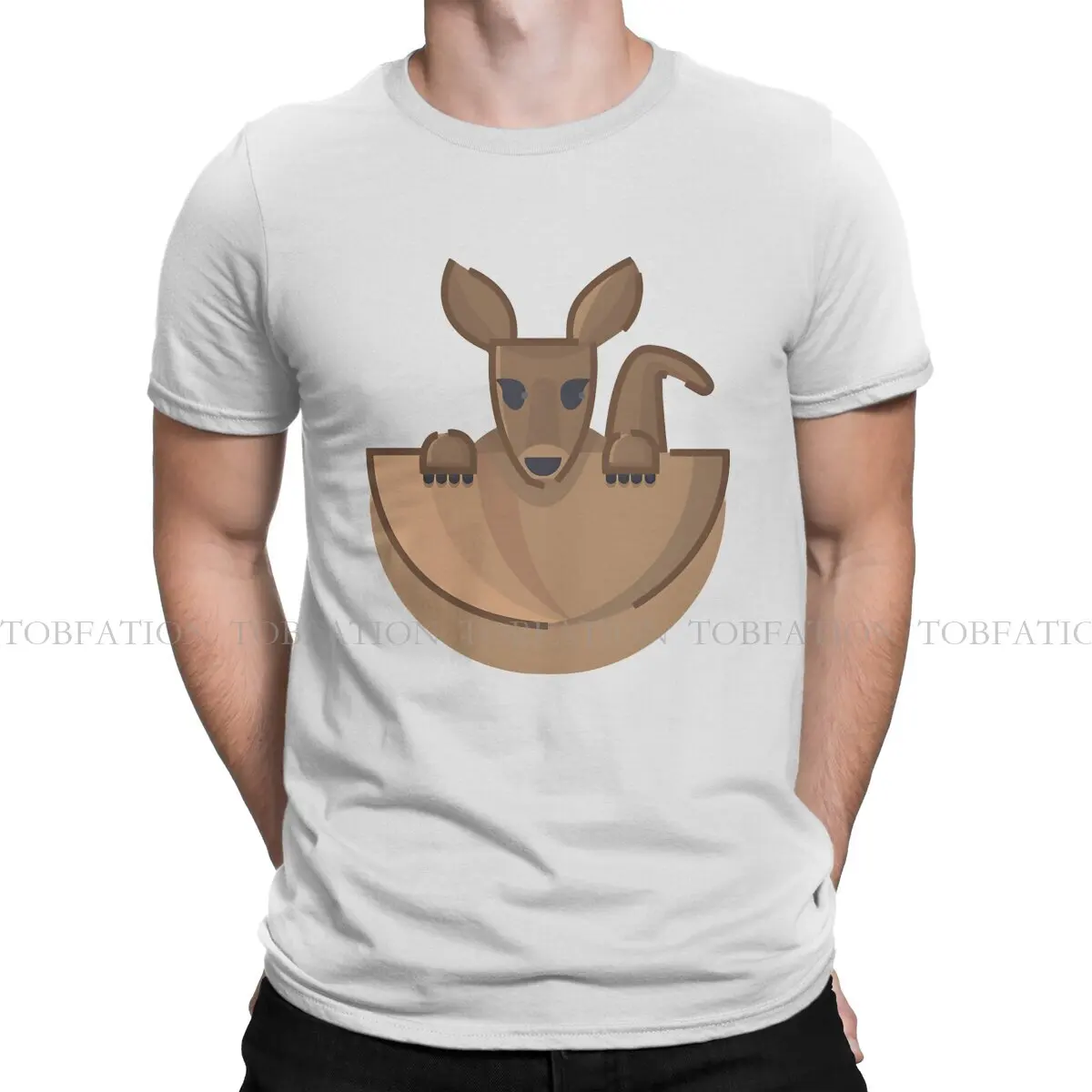 

In The Pouch Brown Round Collar TShirt Kangaroo Fabric Original T Shirt Men Clothes